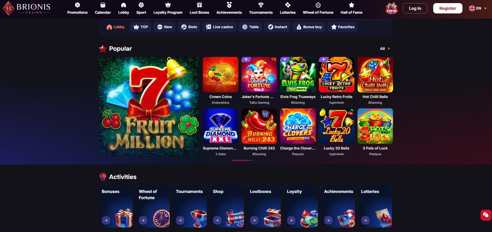 Brionis Casino Login